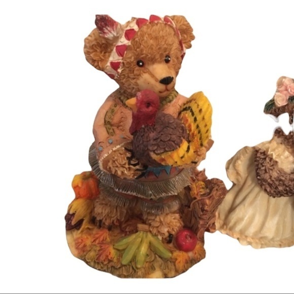Two Adorable Fall and Wedding Bear Figurines - Picture 2 of 9